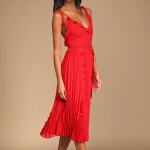 Red Low Back Midi Dress Lulus